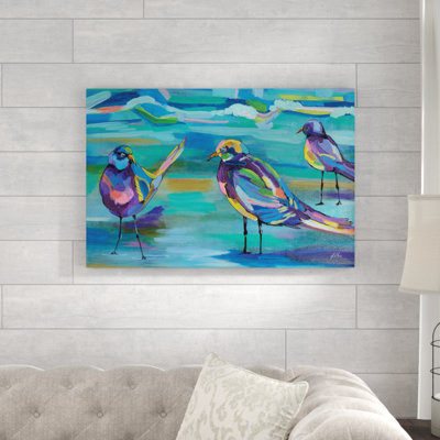 Indigo Gulls 1 Piece Wrapped Canvas Painting
