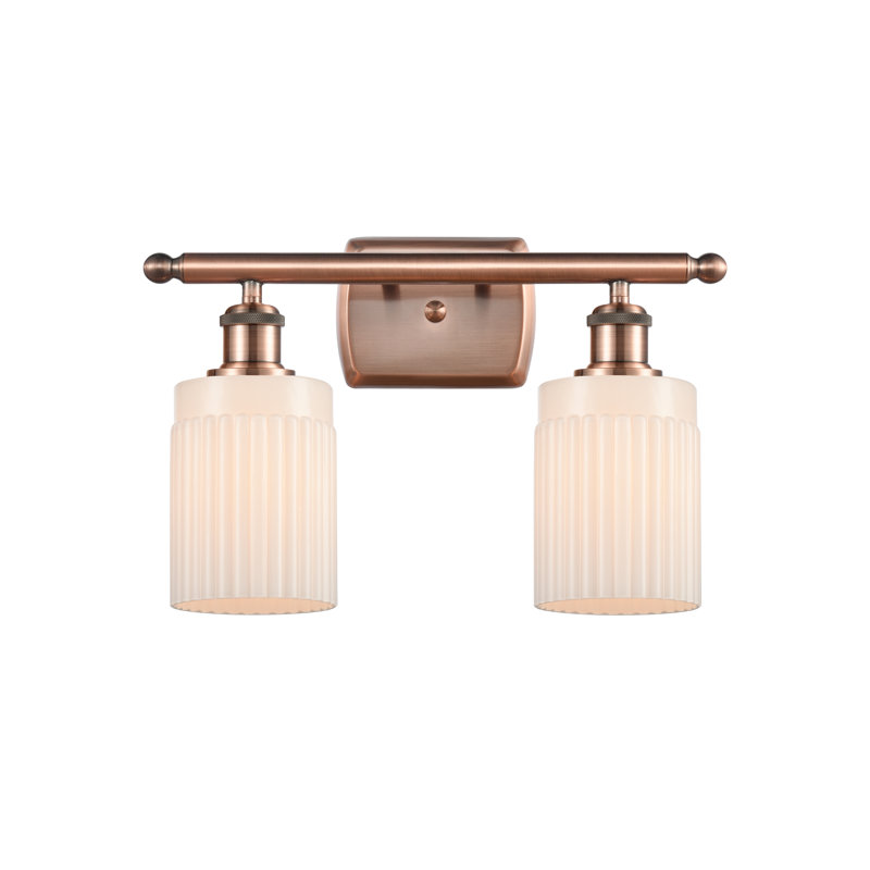 Éclairage pour meuble-lavabo à intensité variable 2 lumières Kamena, Blanc mat, Cuivre antique, Ampoule non incluse