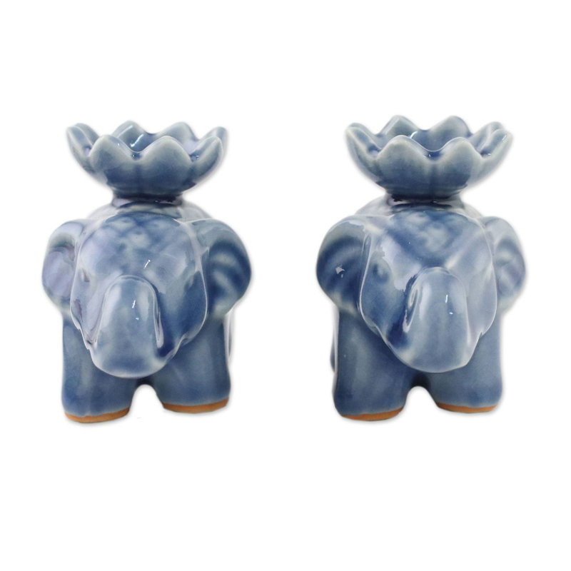 Petite candélabre en céramique lotus éléphant