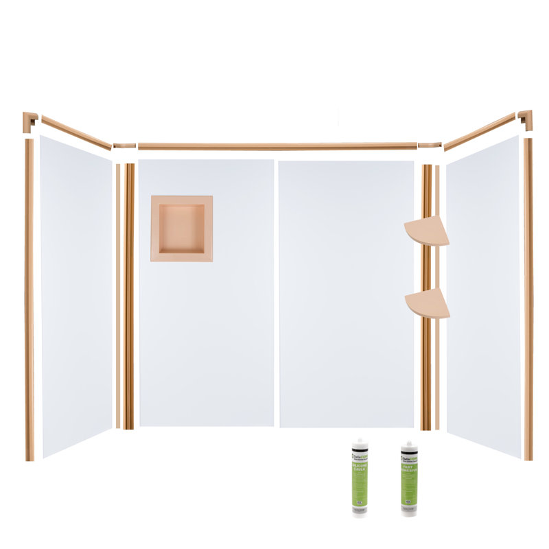Mur de douche à quatre panneaux H 96 po x P 48 po, Gris