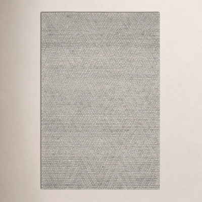 Russo Silver Hand-Woven Geometric Flatweave Rug
