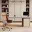 Bureau d'écriture avec tiroirs brun + blanc fritté + bois manufacturé + acier inoxydable-1531616410