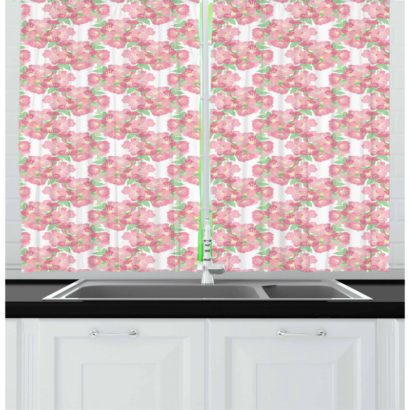 Rideau de cuisine en fleur de cerise