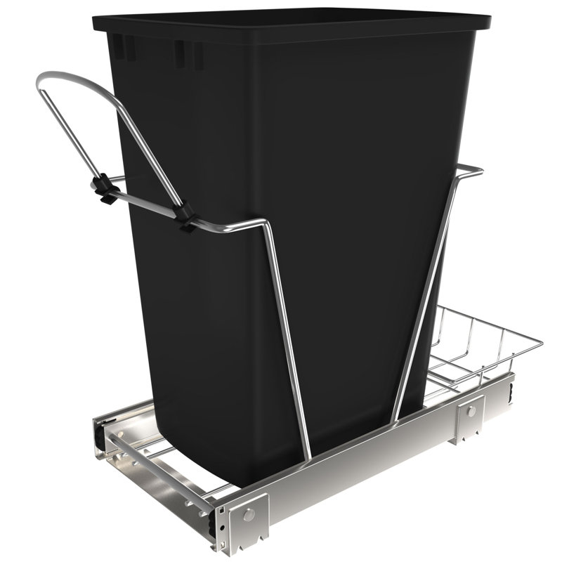 Rev-A-Shelf Pull Out Trash Can 35 Qt for Kitchen Cabinets, Black