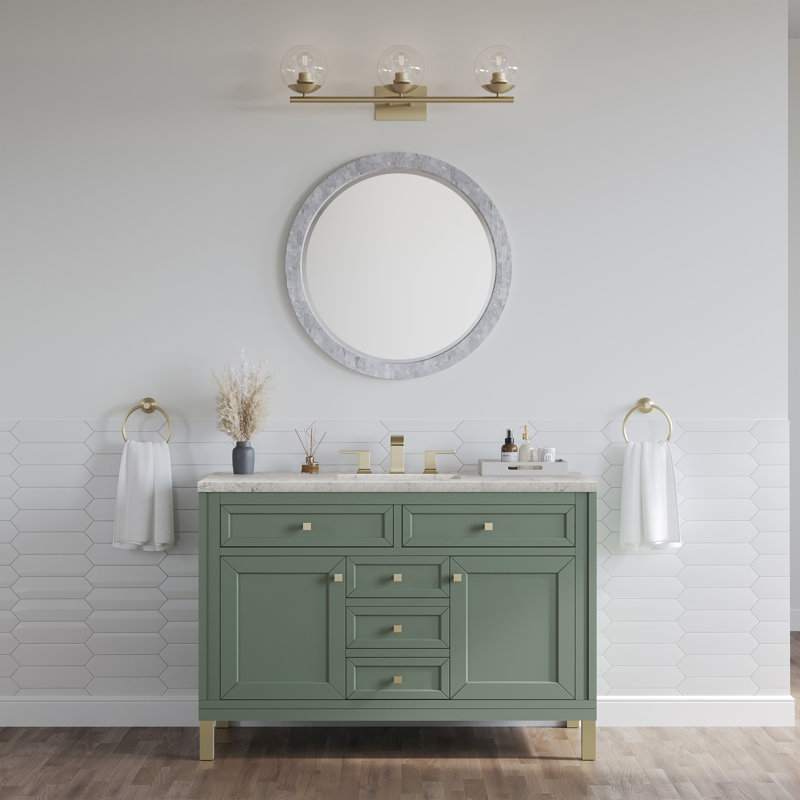 Chicago 48'' W Single Vanity, Smokey Celadon, Eternal Jasmine Pearl