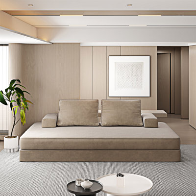 Multifunctional Upholstered Convertible Sofa Bed With Removable Backrests And Pillows