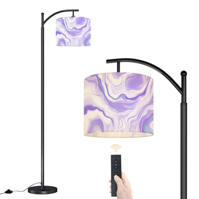 Arc Floor Lamp Soft liquid marble pastel purple light blue Elegant fluid art texture Floor Lamps with Remote LED Lights Adjustable Lamp Shades Tall Standing Lamps for Reading Office Living Room