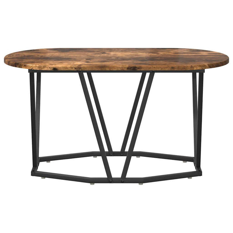 Coffee Table Engineered Wood and Metal Living Room Oval Modern Textured, Brown, 40.5" H x 80" W x 40" L