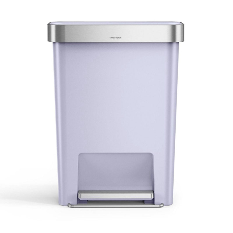 Simplehuman 45 Liter / 12 Gallon Rectangular Kitchen Step Trash Can with Soft-Close Lid, Plastic, Lilac