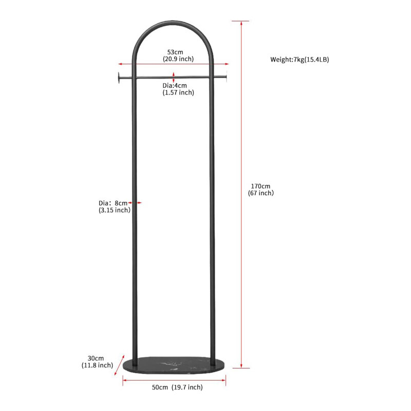 Heavy Duty Modern Coat Rack Stand with Marble Base, Black