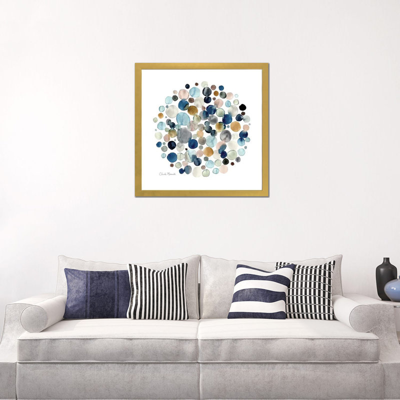 « Molecular » par Claudia Bianchi, reproduction d’art, H 24 po x l 24 po x p 1 po, Blanc, Papier encadré doré