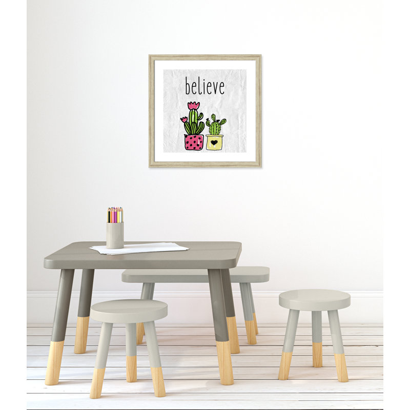 Cactus B, art encadré, H 22,5 po x l 22,5 po x P 0,6 po, Beige Flat Framed