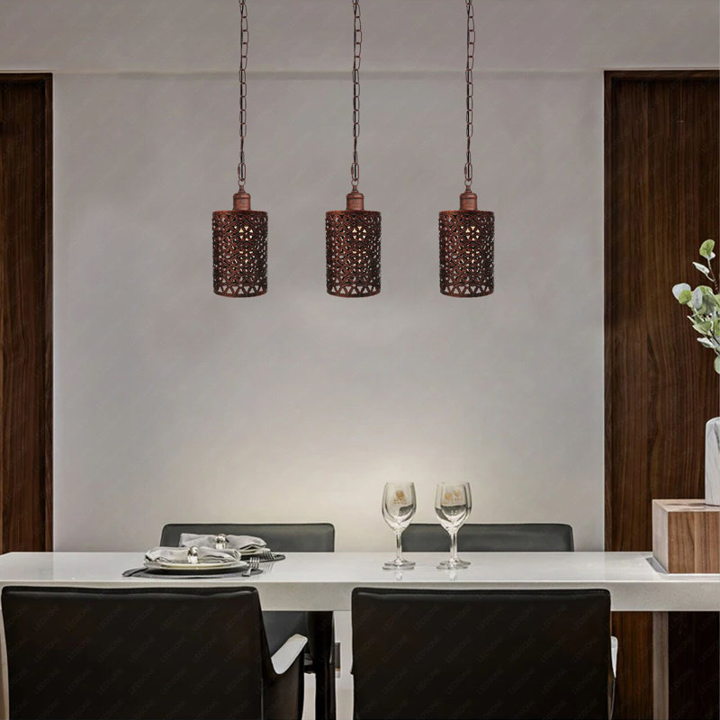 Nayla 3 - Light Kitchen Island Pendant, Yes, Rustic Red, Rustic Red