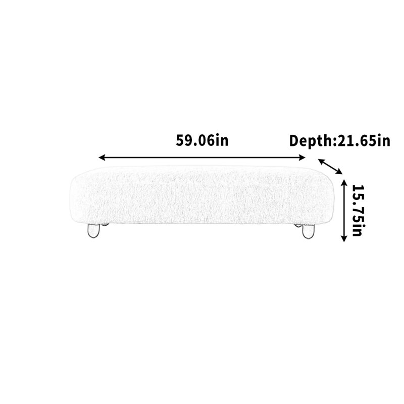 Banc de réception long en peau de mouton, H 15,75 po x l 59,06 po x P 21,65 po