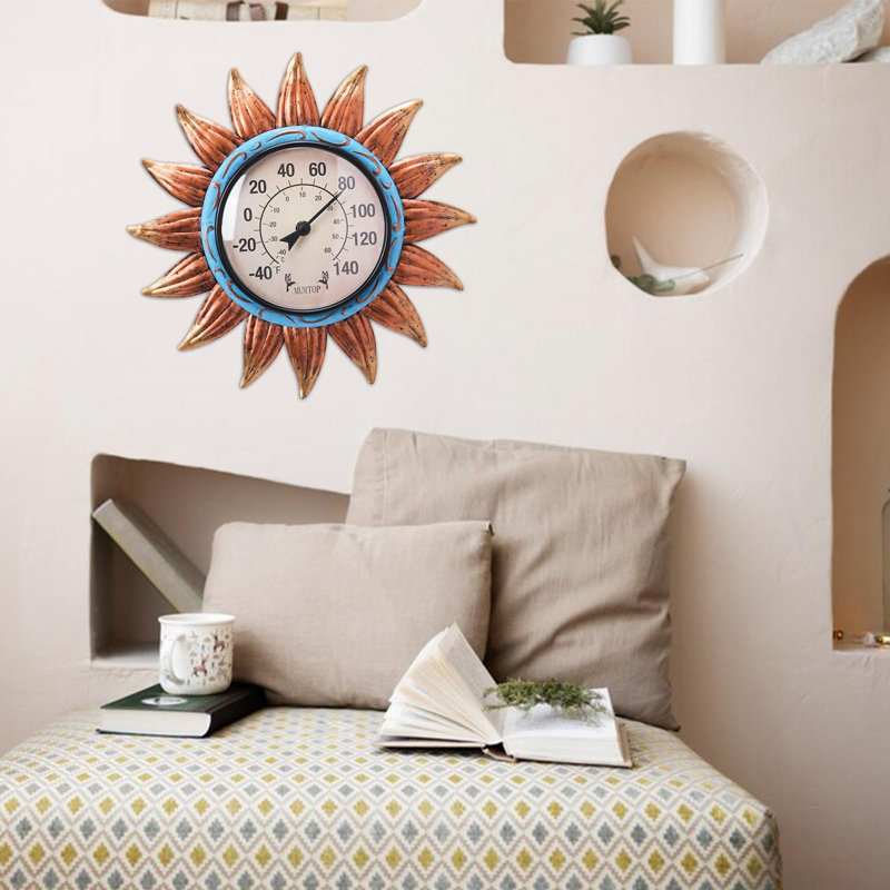 Thermomètre d'extérieur - Thermomètre mural tournesol