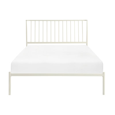 Grand lit Mid-Century moderne en métal blanc