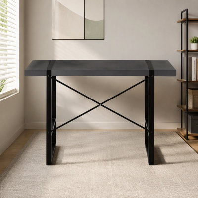 Computer Desk, Home Office, Laptop, 48"l, Work, Grey Laminate, Black Metal, Contemporary, Modern