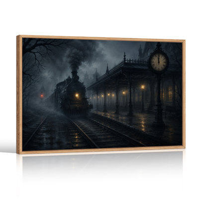 Art de toile d'Halloween foncé train arrivant à la station gothique