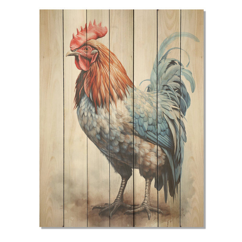 Strutting Rooster Majesty - Poulet sur bois, H 20 po x l 10 po