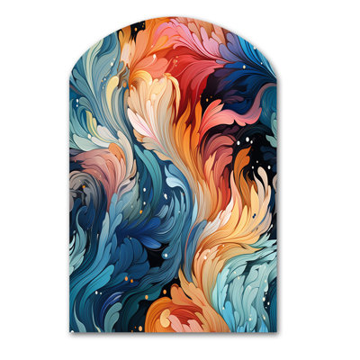 Swind - Arch Paisley Metal Wall Art, Asymmetrical Metal Wall Sculpture Print