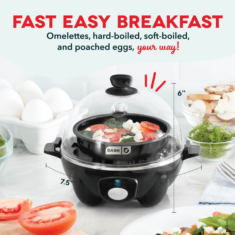 Black Electric 6-Egg Capacity Rapid Egg Cooker