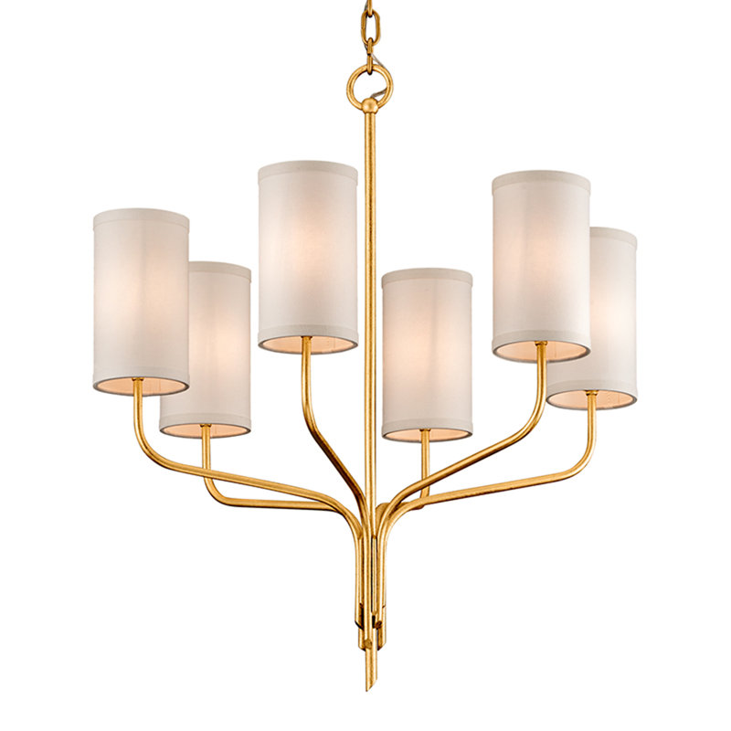 Juniper 8 - Light Chandelier, Textured Gold Leaf, 6