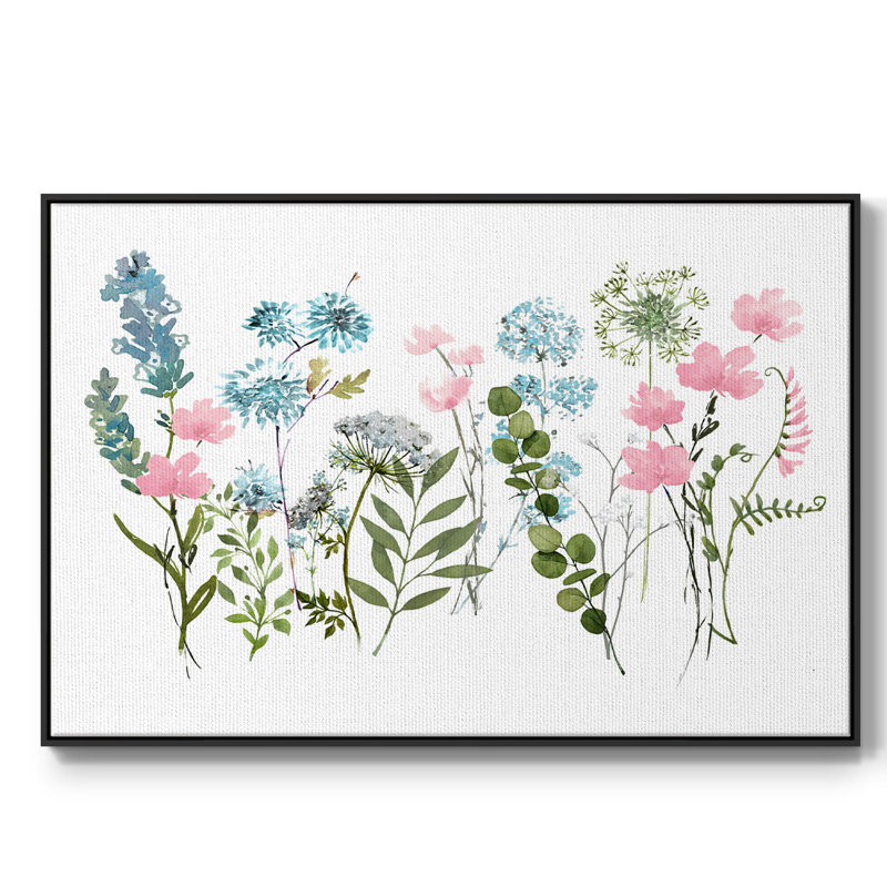 Prairie de printemps, Toile avec cadre flottant noir, H 27 po x l 41 po x P 2 po
