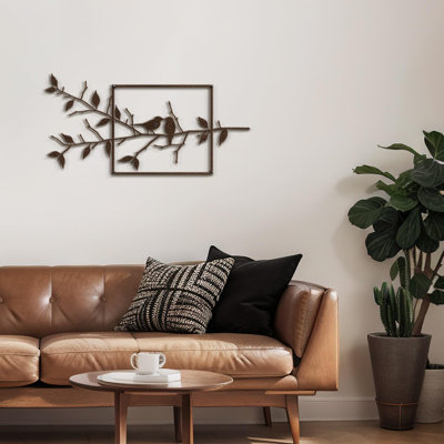 Oiseaux chanteurs sur une branche, décoration murale abstraite moderne, décoration murale suspendue