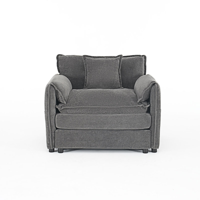 Fauteuil rembourré avec coussin, Gris