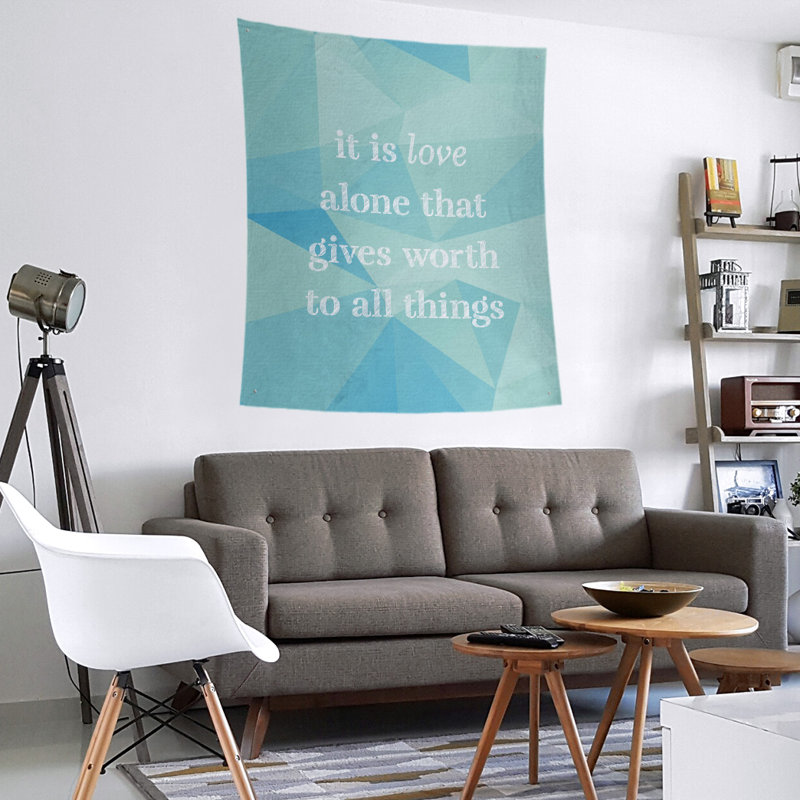 Tapisserie en polyester en faux gemme love quot, H 104 po x l 88 po, Zircon