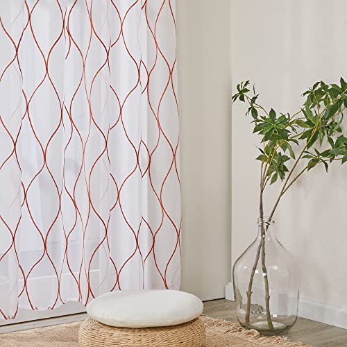 Bravar Sheer Curtain Pair, Orange, 52" W x 108" L