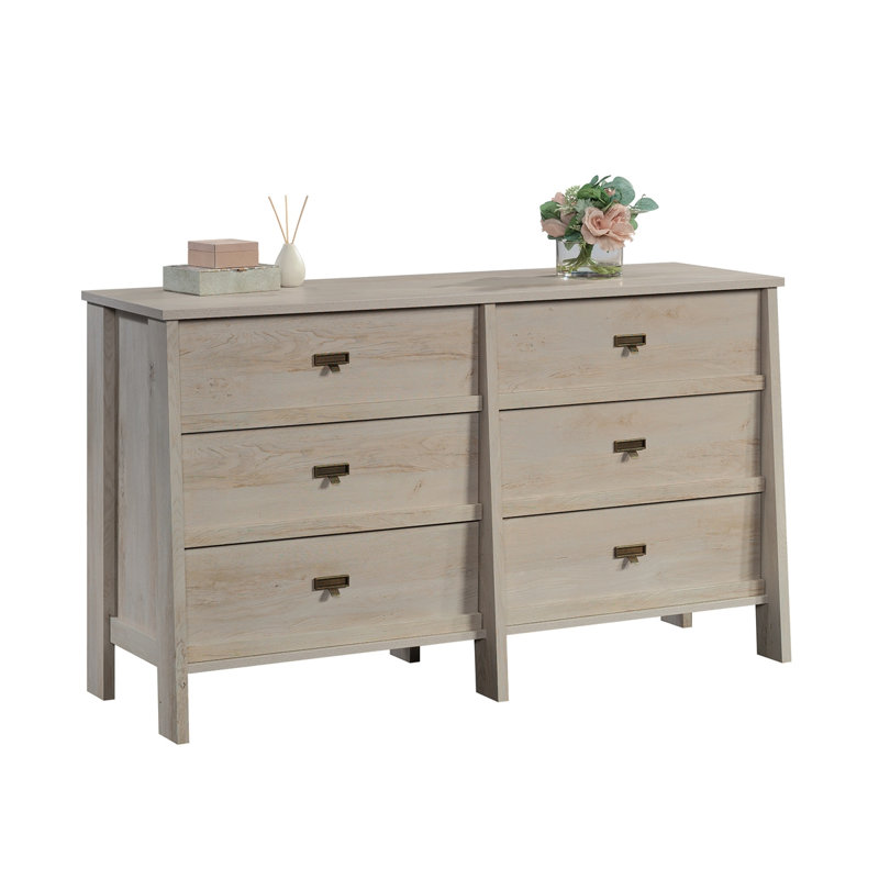 Commode 6 tiroirs Country, finition grise, Gris