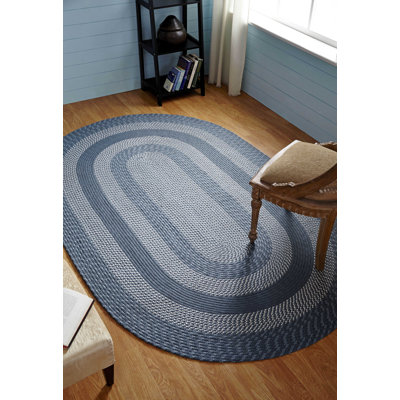 Tapis bleu ardoise tressé Samara - 8 pi