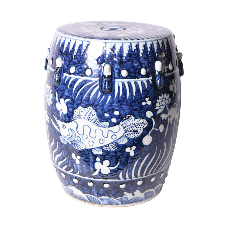 Blue and White Porcelain Garden Accent Stool