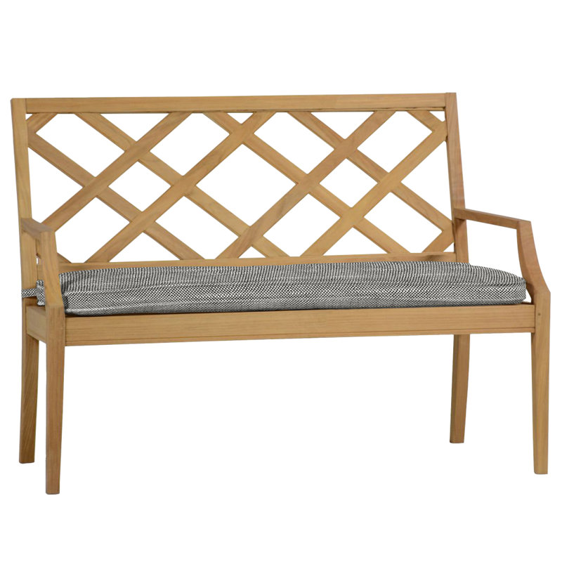 Haley Teak Garden Bench, Natural Teak, Verona Silver Sunbrella®, No Welt