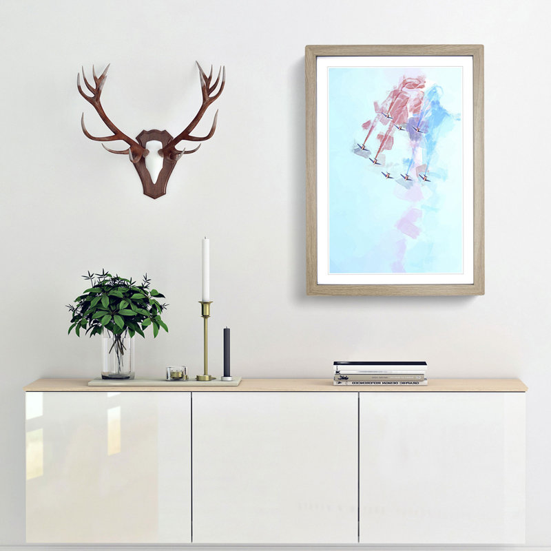 Planes in Formation - Framed Print, 50cm H x 35cm W x 2cm D, Oak