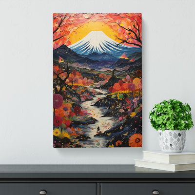 Mount Fuji Expressionism Art No.2 - Wrapped Canvas