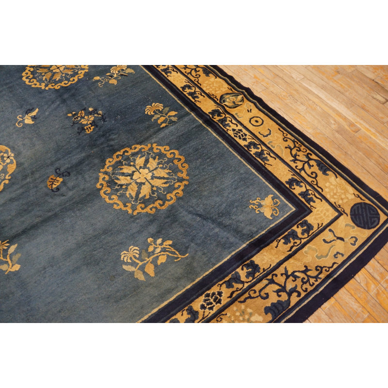 Antique Peking Chinese Allover Blue 1920s Rug
