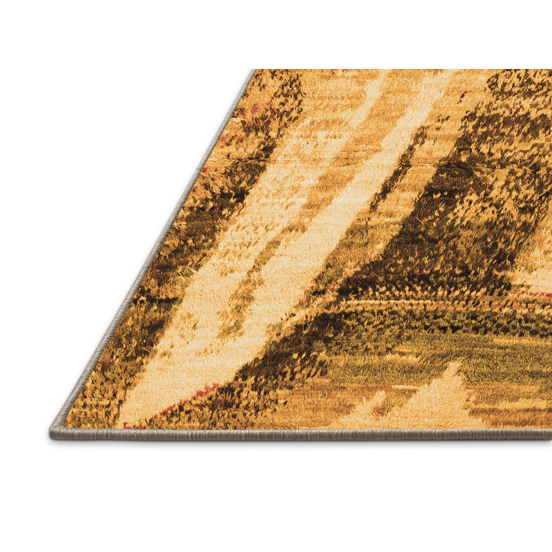 Tapis abstrait en laine et polyester tissé à la machine Brawith, Rectangle 7 pi x 10 pi