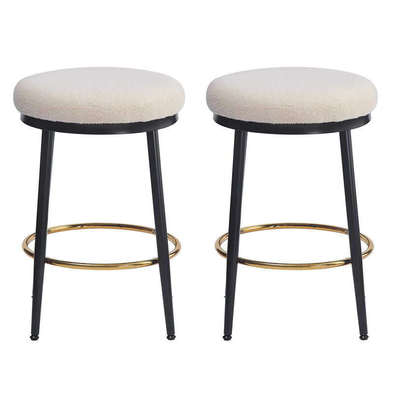 Tabouret de comptoir moderne 24,75 po Yamanda, Blanc, Set of 2