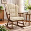 Coussins pour chaise berçante à oreilles (2 pièces), siège et dossier en chenille avec attaches sécurisées, ivoire-1416675159