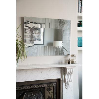 Glass Framed Dresser Mirror in Silver