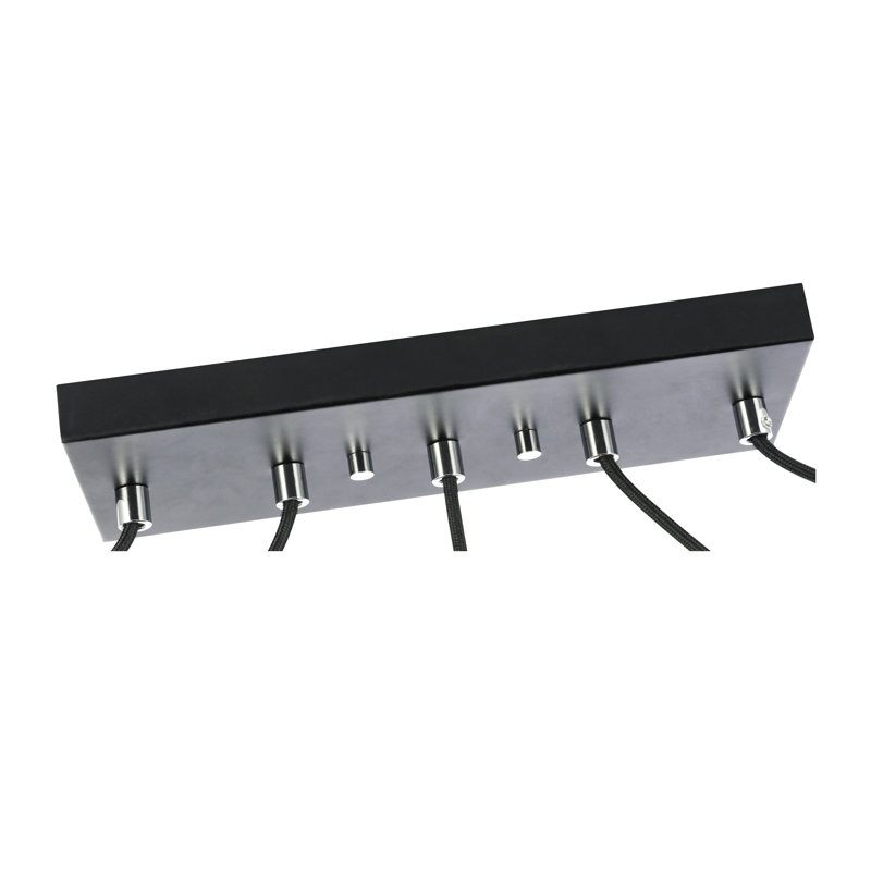 Luminaire suspendu rectangulaire 5 lumières grappe Shults, Bronze / nickel, Halogène