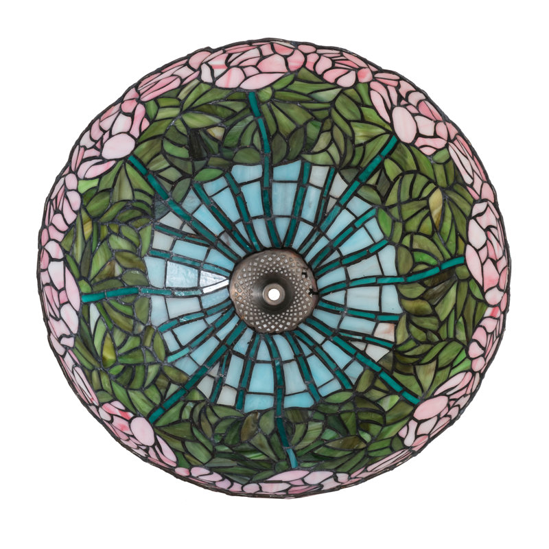 Abat-jour fantaisie en verre (vert) rose / bleu / bleu Cab H 8 po x l 16 po