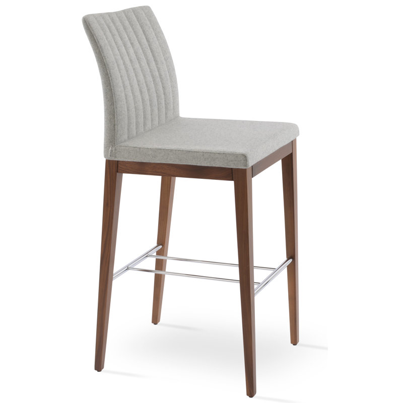 Tabouret de bar et de comptoir Zeyno, Gris foncé, Noyer, Tabouret de bar (siège d'une hauteur de 29 po)