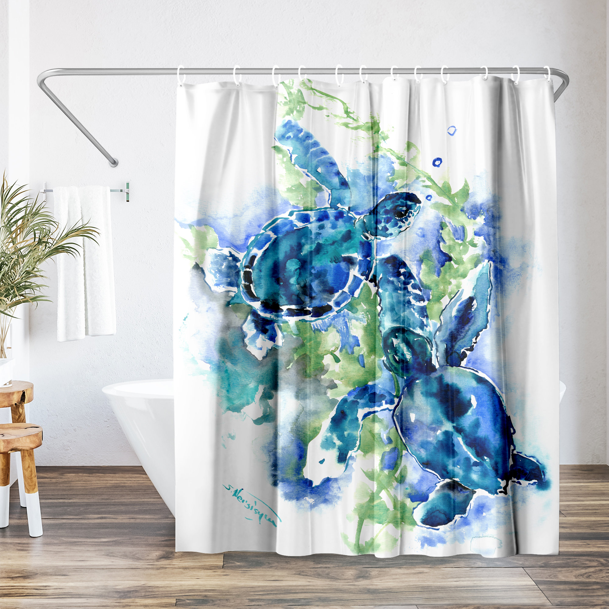 The Twillery Co.® Coastal Shower Curtain Sea Turtles I by Suren ...