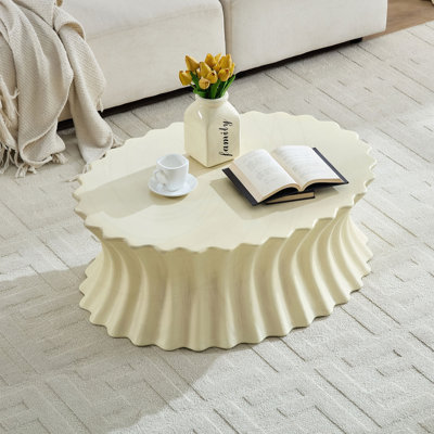 Table basse ovale rétro, 35,04 pouces, fibre de verre, sans assemblage