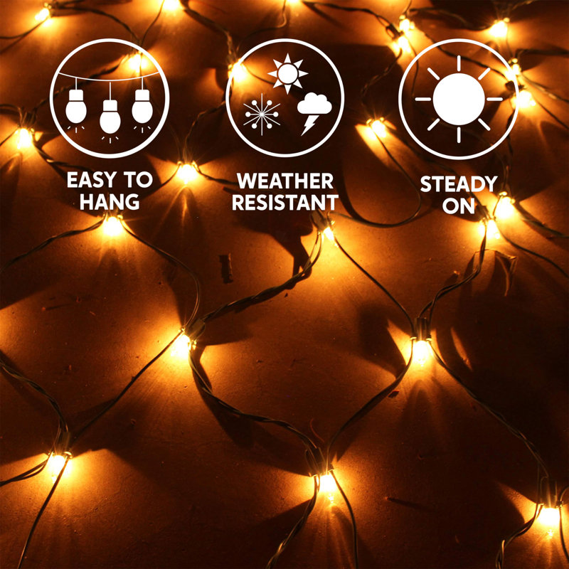 100 Warm White Christmas Net Lights for Indoor & Outdoor Decorations