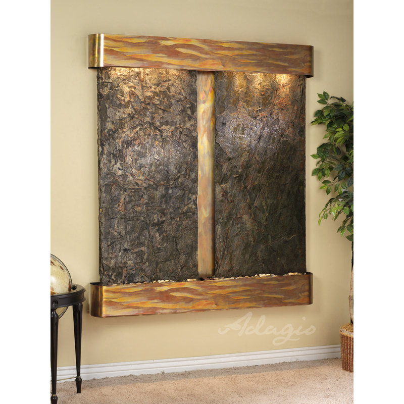 Cottonwood Falls Fountain with Light, Stainless Steel, Square, Rajah (multi-color)