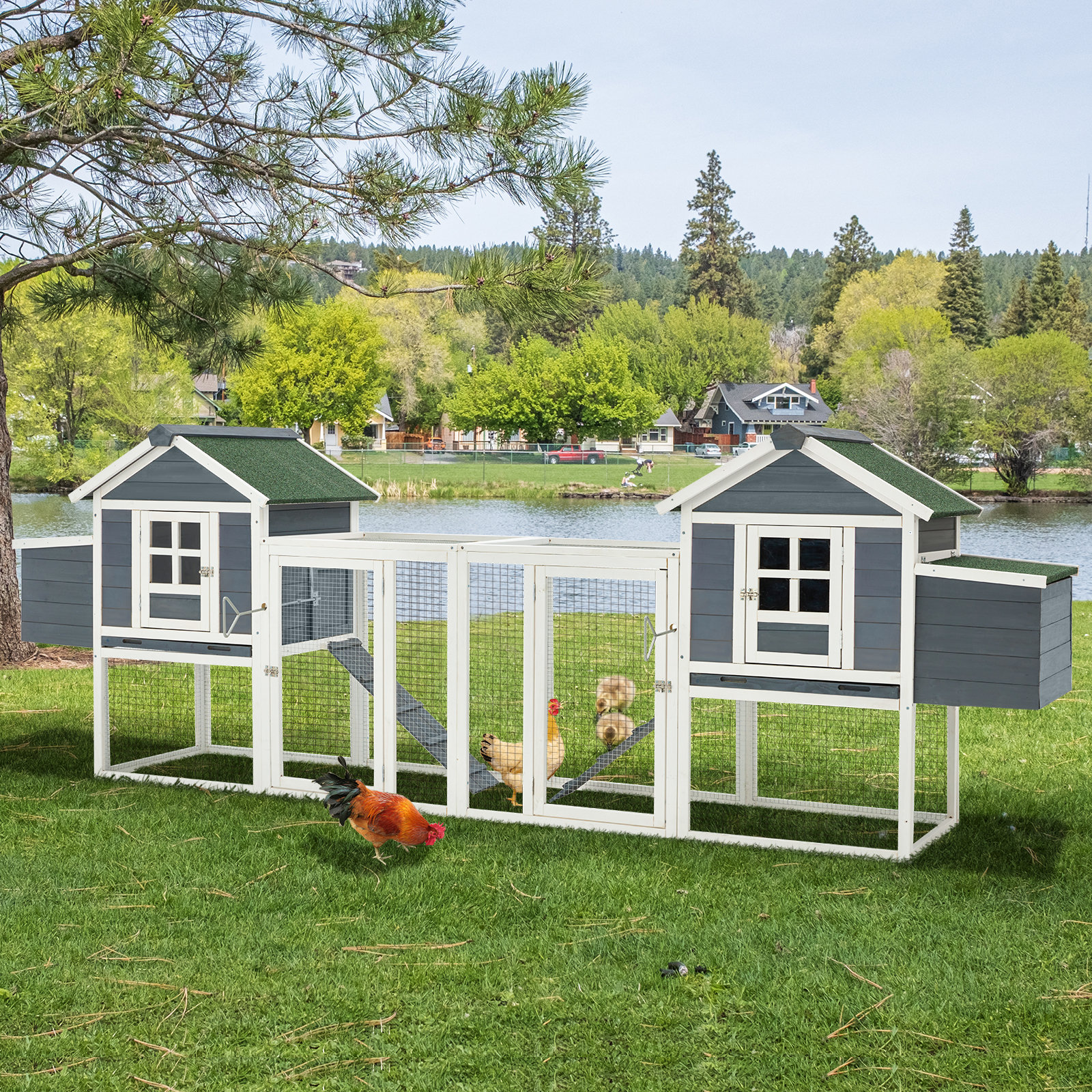 *NEW* Large Wooden Chicken Coop W/ Run and Nesting Box